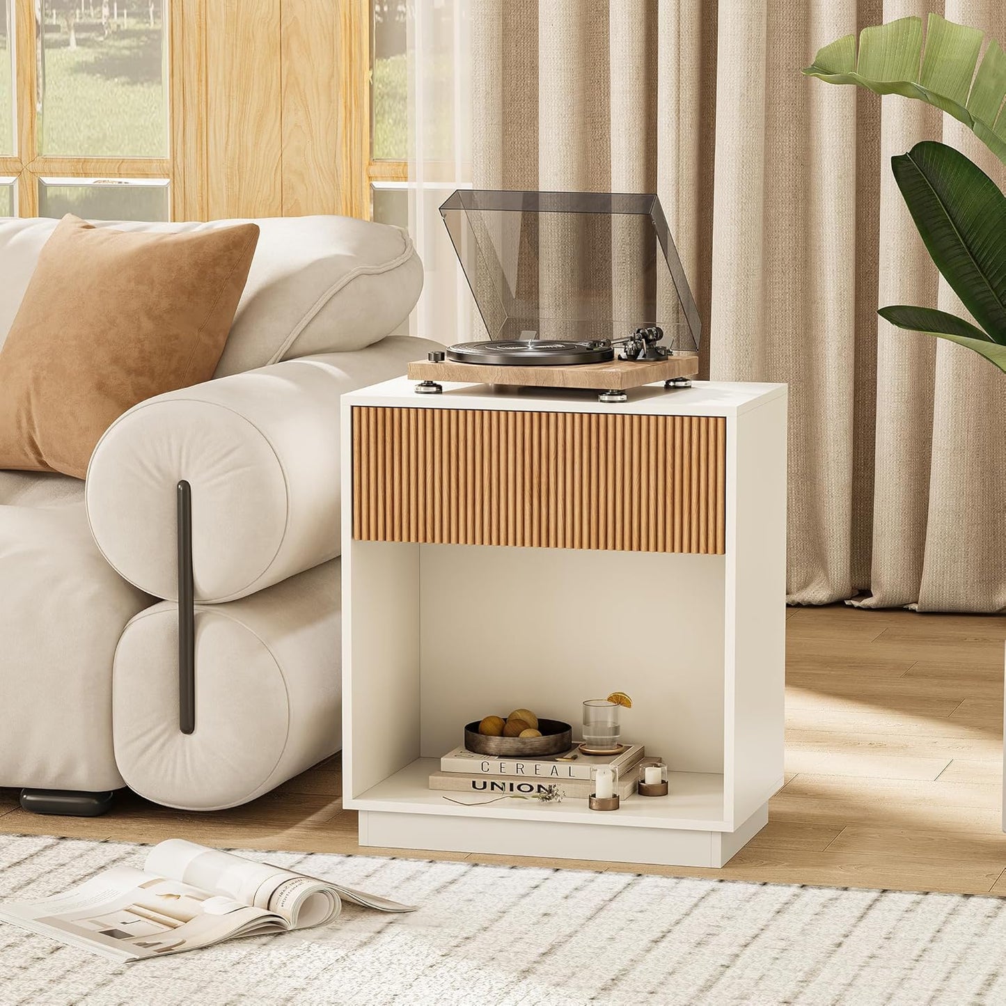 Architectural Fluted Nightstand Pair