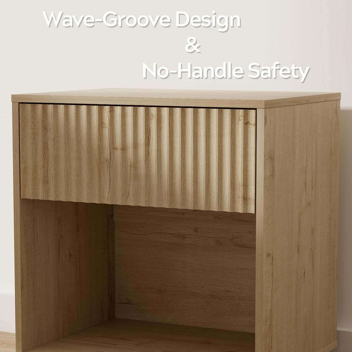 Sophisticated Fluted Light Oak Nightstand