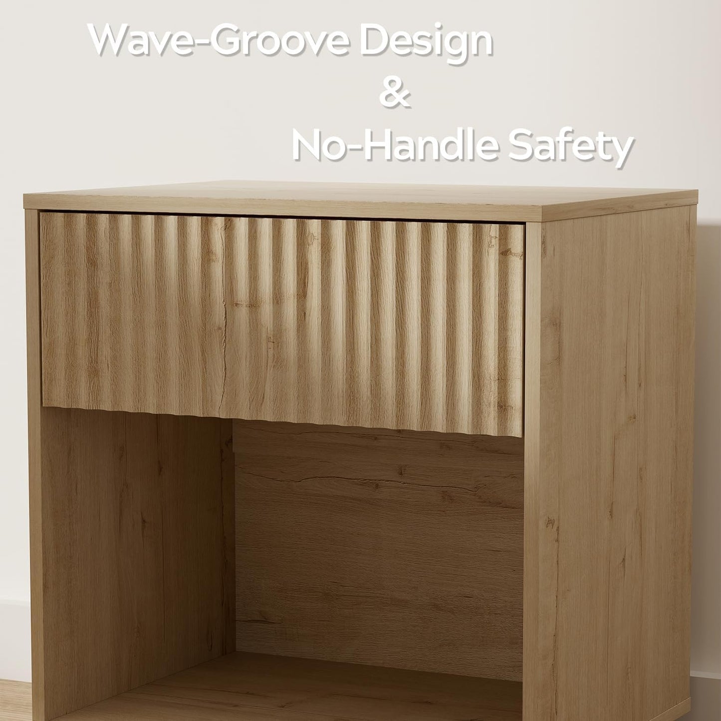 Sophisticated Fluted Light Oak Nightstand