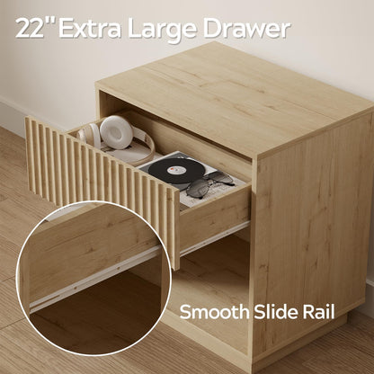 Sophisticated Fluted Light Oak Nightstand