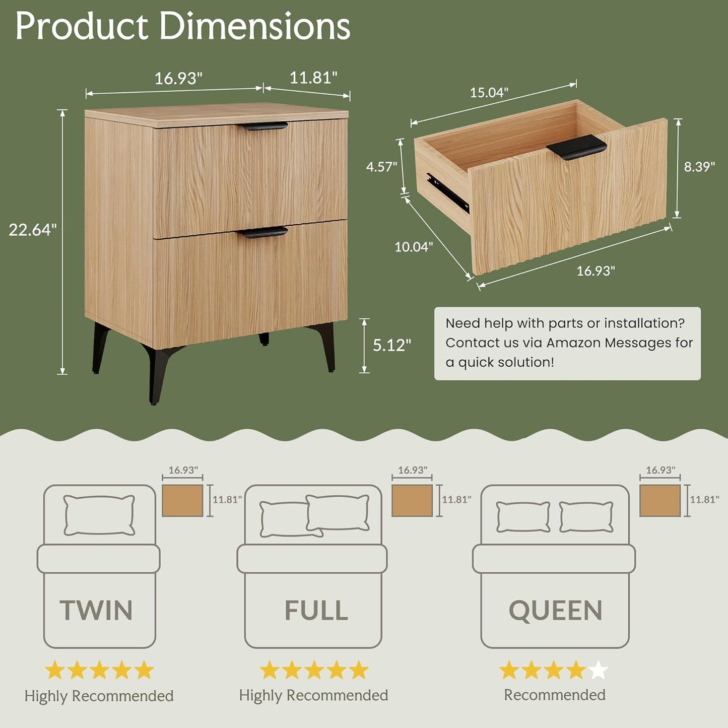 Fluted Oak Charging Nightstand Pair