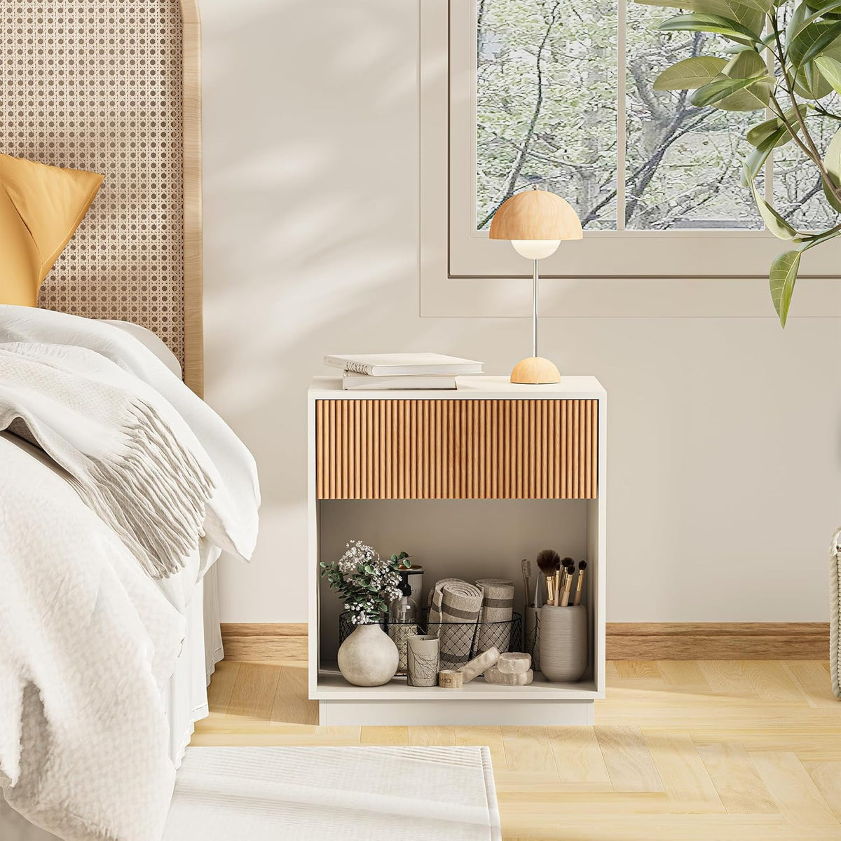 Architectural Fluted Nightstand Pair