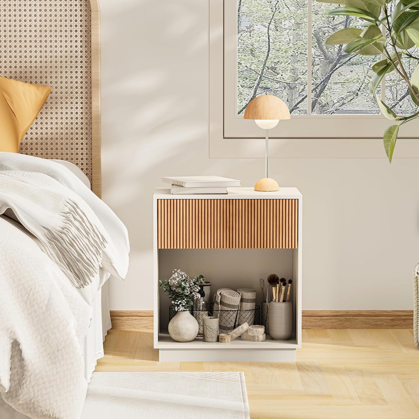 Architectural Fluted Nightstand Pair