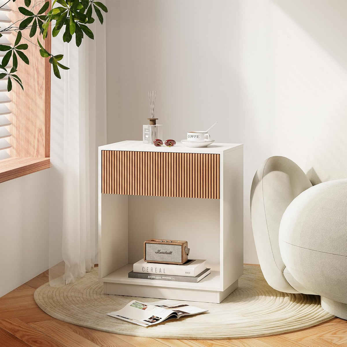 Architectural Fluted Nightstand Pair