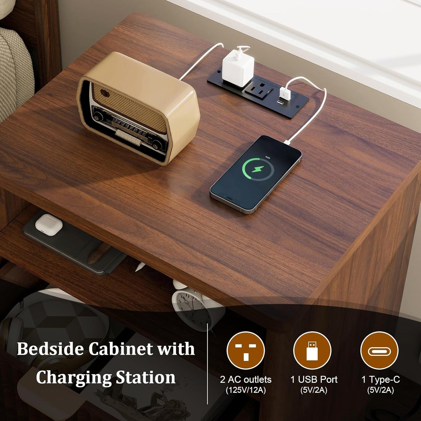 Artisan Fluted Charging Nightstand