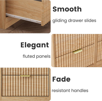 Natural Fluted Smart Nightstand Set