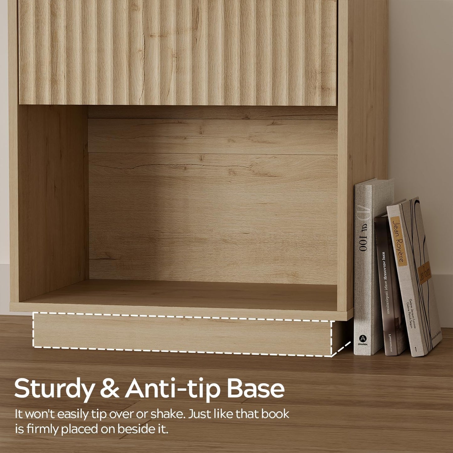 Sophisticated Fluted Light Oak Nightstand