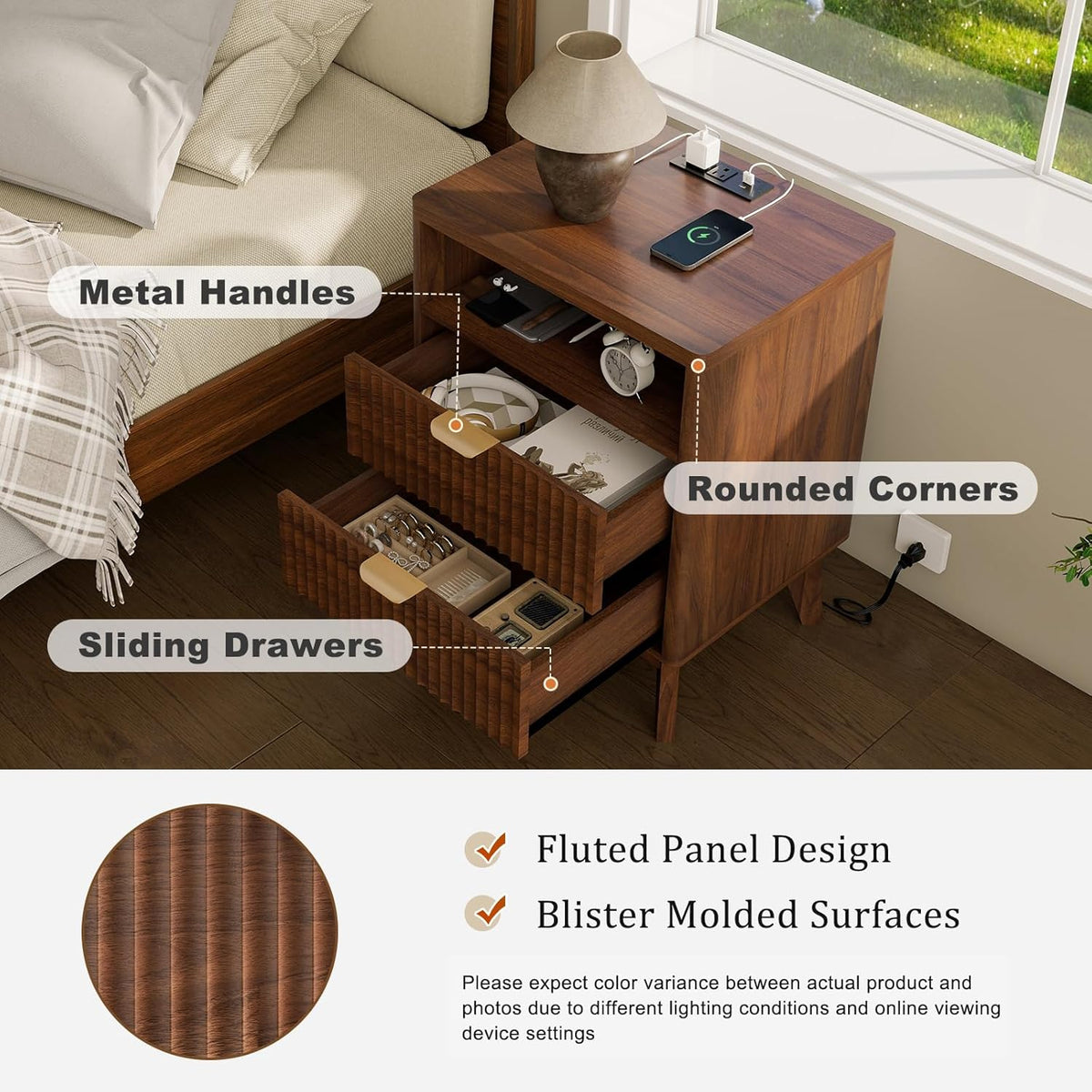 Artisan Fluted Charging Nightstand