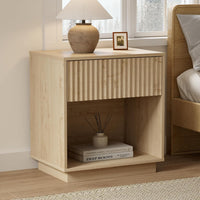 Sophisticated Fluted Light Oak Nightstand