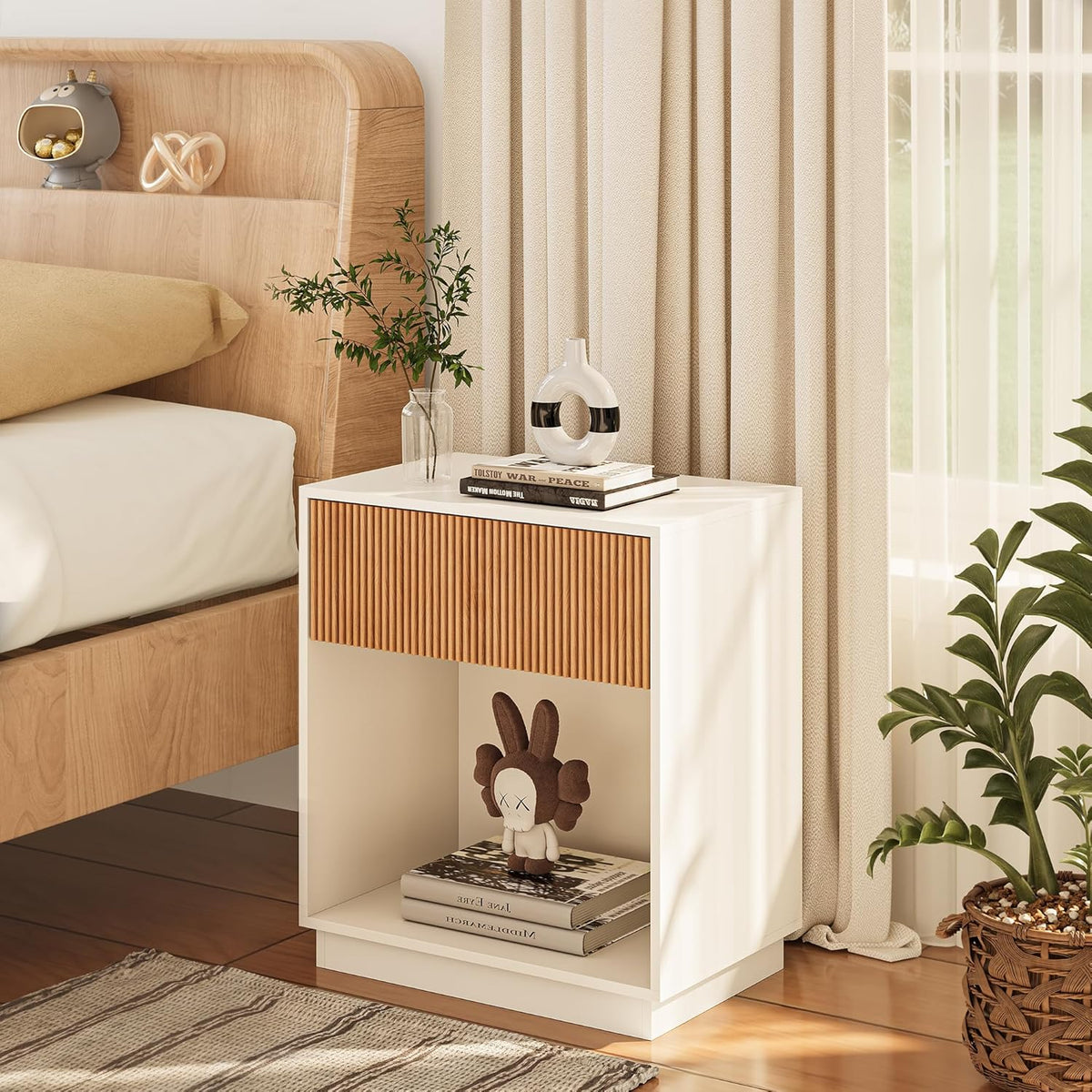Architectural Fluted Nightstand Pair